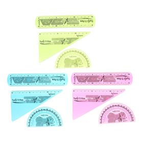 

Набор геометрический Twist'n Flex, линейка 15 см, угольник, транспортир, европодвес, микс