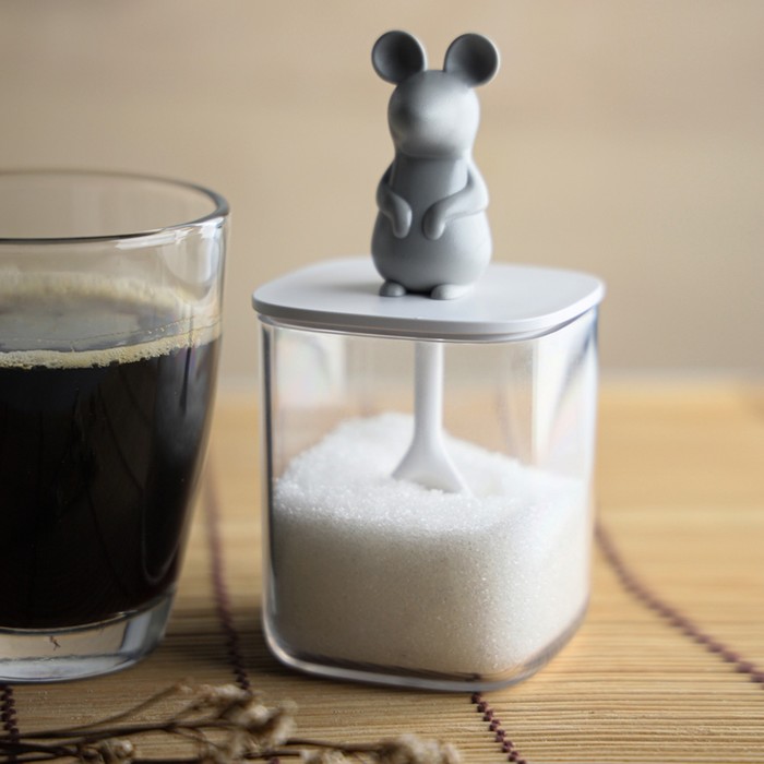

Банка для сыпучих продуктов Qualy Lucky mouse seasoning, с ложкой, 250 мл