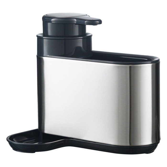 фото Органайзер с диспенсером для мыла smart solutions atle, 17.5х12.5х15.5 см, цвет серебристый
