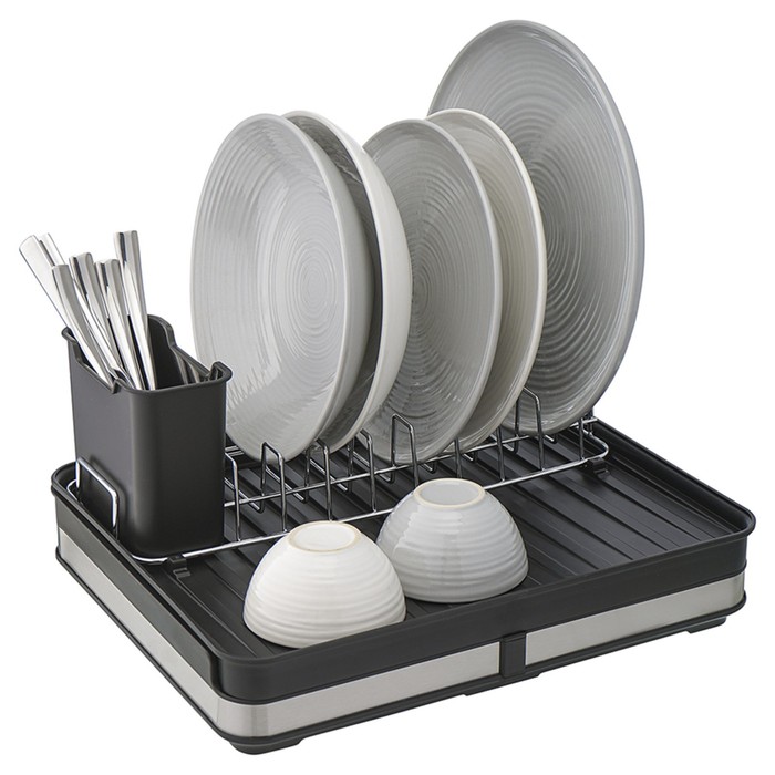 Сушилка для посуды Smart Solutions Atle, раздвижная большая, цвет чёрный органайзер с диспенсером для мыла smart solutions atle 17 5х12 5х15 5 см цвет серебристый