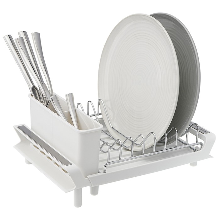 Сушилка для посуды Smart Solutions Atle, раздвижная малая, цвет белый органайзер с диспенсером для мыла smart solutions atle 17 5х12 5х15 5 см цвет серебристый