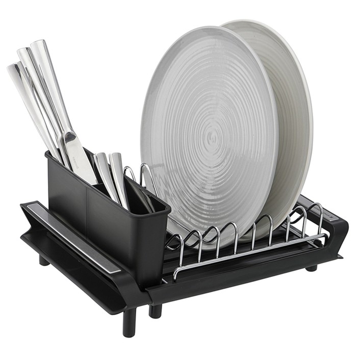 Сушилка для посуды Smart Solutions Atle, раздвижная малая, цвет чёрный органайзер с диспенсером для мыла smart solutions atle 17 5х12 5х15 5 см цвет серебристый