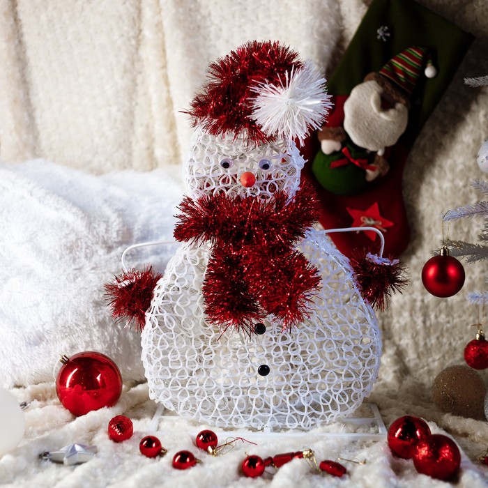 фото Светодиодная фигура «снеговик в шапке», 60 × 80 × 25 см, 30 вт, 220 в