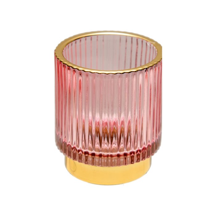 фото Декоративный подсвечник из цветного рельефного стекла, 70×70×80 мм, цвет розовый вещицы