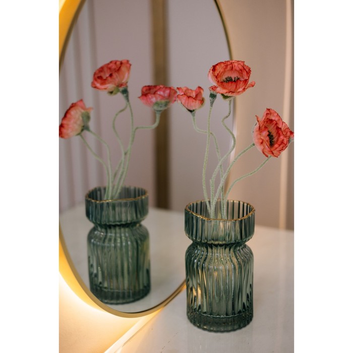 Декоративная ваза из рельефного стекла, 120×120×190 мм, цвет зелёный