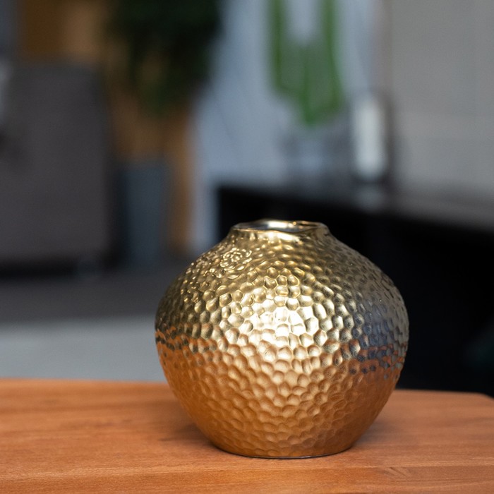 Декоративная ваза «Этно», 150×150×130 мм, цвет золотой