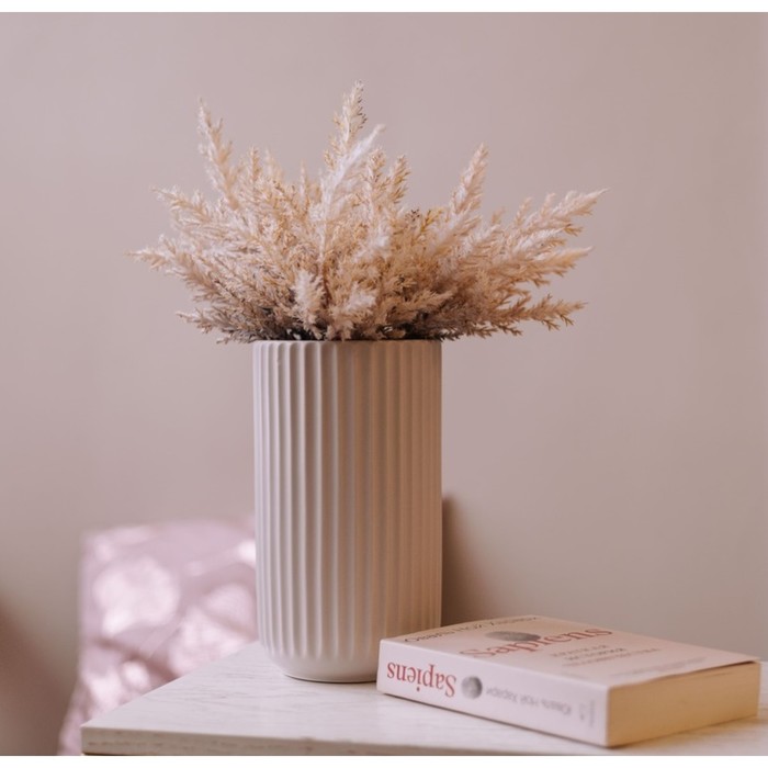 Декоративная ваза «Рельеф», 125×125×220 мм, цвет пудровый