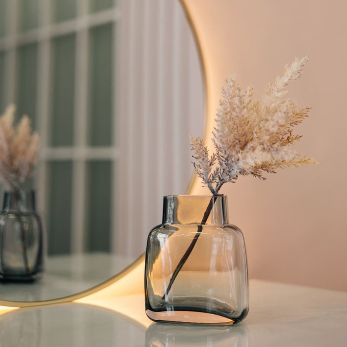 Декоративная ваза из стекла, 127×80×147 мм, цвет серый декоративная ваза из дымчатого стекла 170×170×310 мм цвет серый