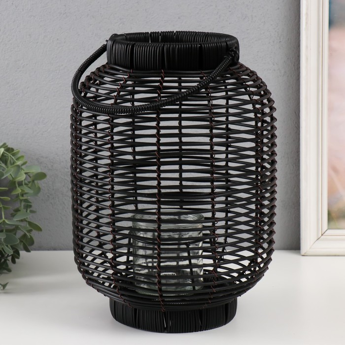 

Подсвечник металл, PVC "Фонарик. Плетёнка" чёрный 30х22х22 см