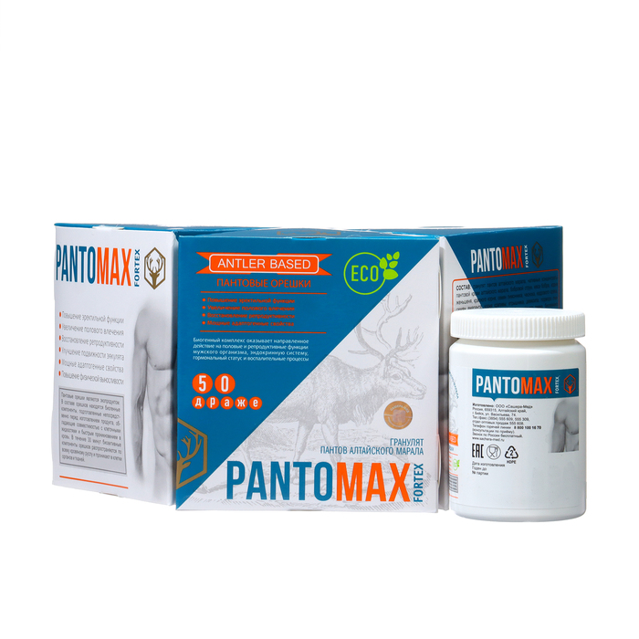 цена Биогенный комплекс Pantomax fortex для мужского здоровья, 3 уп. по 50 драже