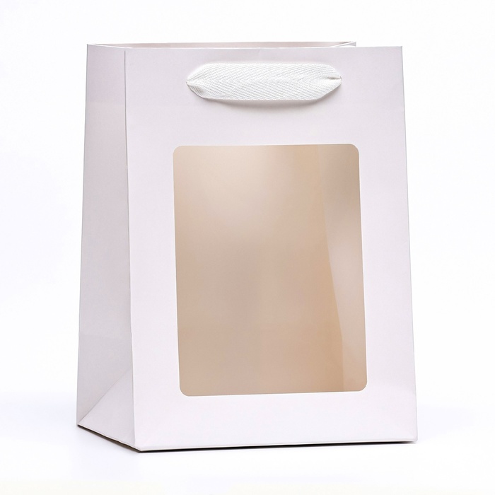 Пакет подарочный, с окном, 20 х 15 х 10 см, белый пакет подарочный крафт с окном 20 х 20 х 20 см