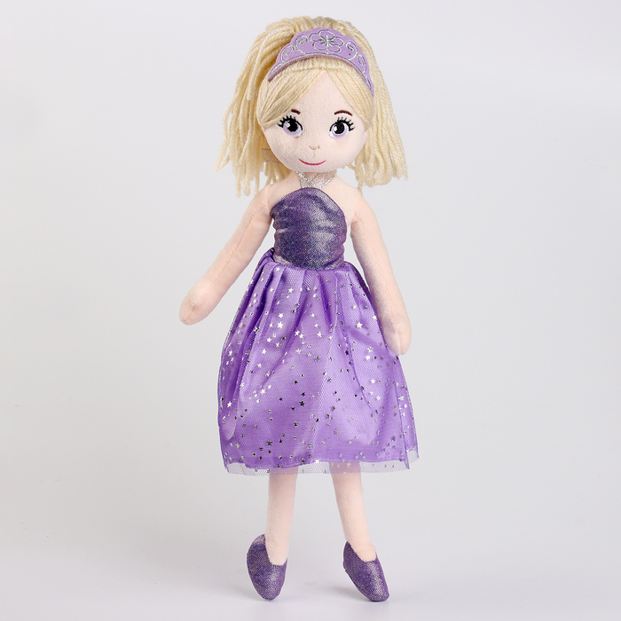 Мягкая игрушка Кукла в фиолетовом платье, 35 см