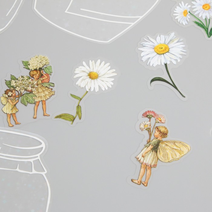 

Наклейки для творчества "Банки, феи и ромашки" 10х10 см н-р 40 шт 0,3х15,5х8,5 см