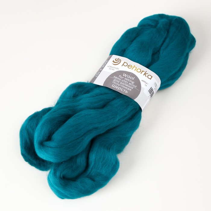 Шерсть для валяния 100% полутонкая шерсть 50гр (1178-Св.морская волна)