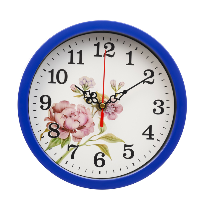 Часы настенные Цветы, d-20 см, плавный ход