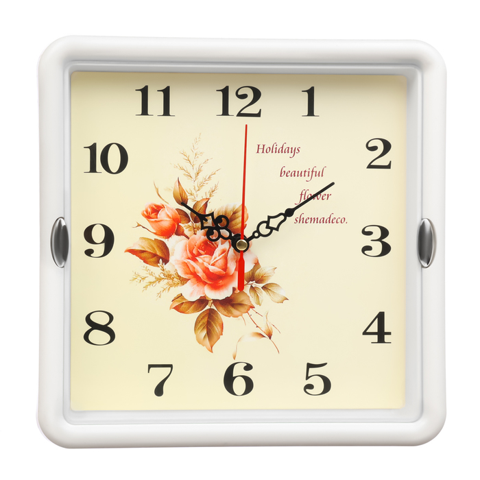 Часы настенные Цветы, 22 х 22 см, плавный ход