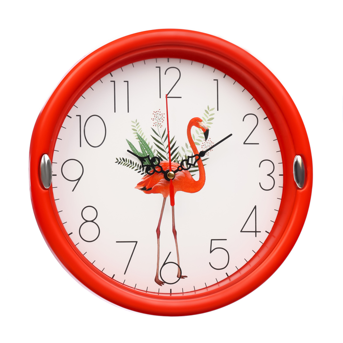Часы настенные Фламинго, d-23 см, плавный ход