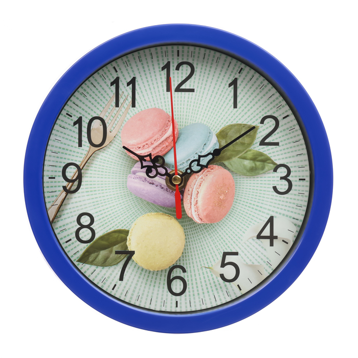 часы настенные серия кухня яблоки плавный ход 20 х 26 см Часы настенные, серия: Кухня, Десерт, плавный ход, d-20 см, синие