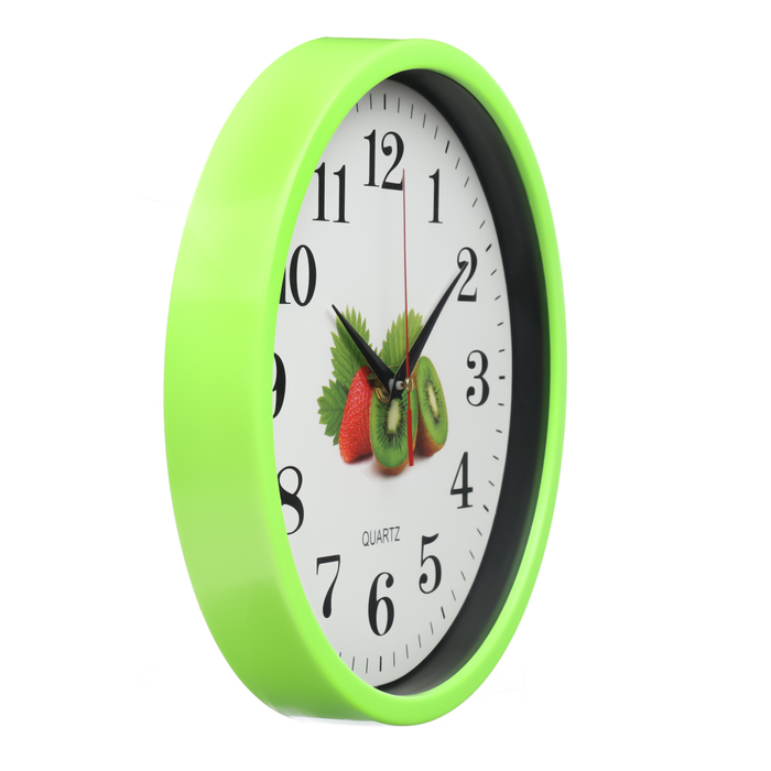фото Часы настенные, серия: кухня, "киви и клубника", плавный ход, d-28 см