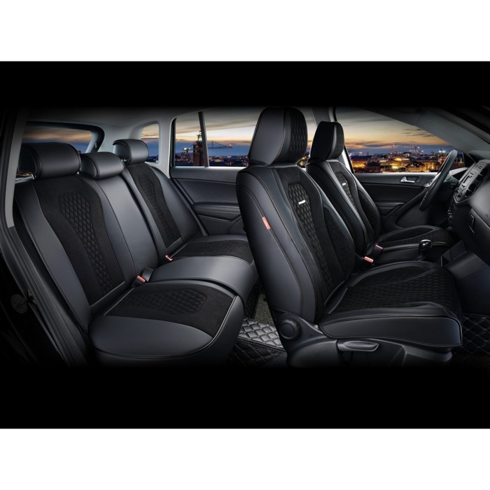 

Каркасные 5D чехлы Senator Plus, искусственная замша, набор на весь салон, чёрный/чёрный/чёрный 10