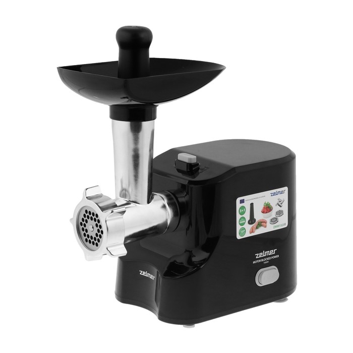 

Мясорубка Zelmer ZMM1520B, 1500 Вт, 1.5 кг/мин, насадка для колбас, чёрная