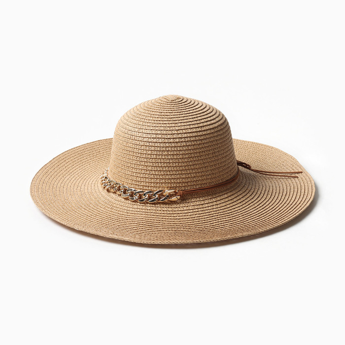 Шляпа женская MINAKU, цвет светло-коричневый, р-р 58 шляпа мужская minaku цвет светло коричневый р р 58