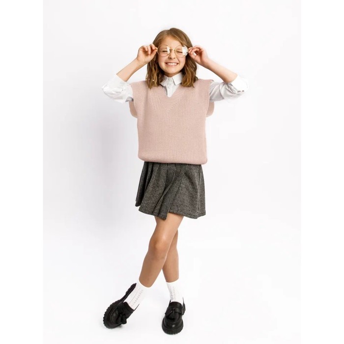 

Жилет для девочки KNIT, рост 140 см, цвет бело-розовый