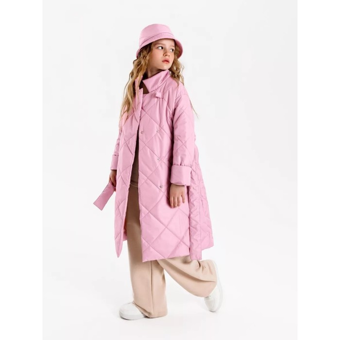 Пальто стёганое для девочек TRENDY, рост 122-128 см, цвет розовый