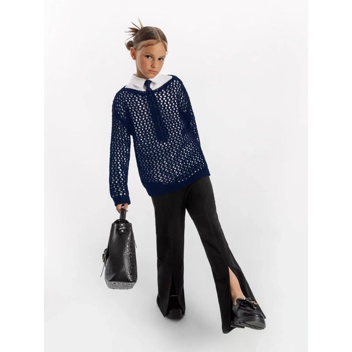 свитер для девочки knit line рост 134 см цвет бежевый Свитер для девочки KNIT Trend, рост 134 см, цвет синий