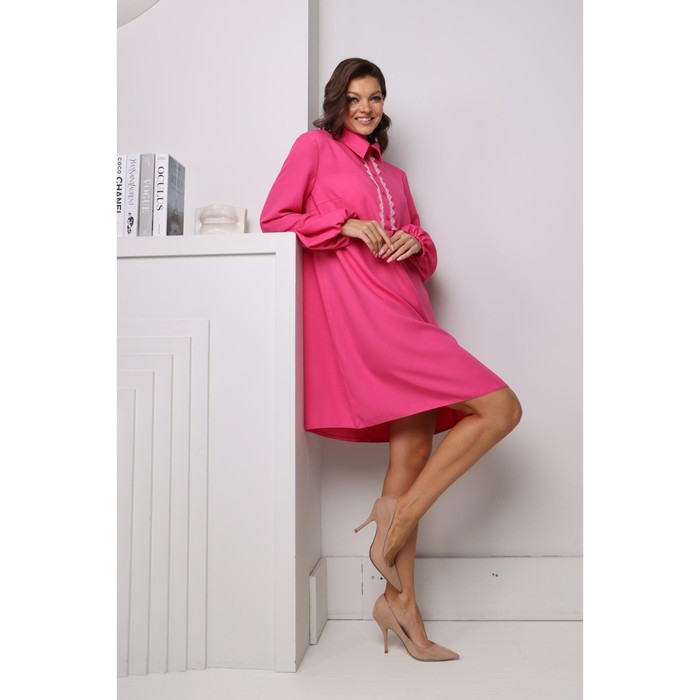 Платье рубашка женское LookLikeCat, размер 48, цвет розовый толстовка looklikecat размер 48 серый