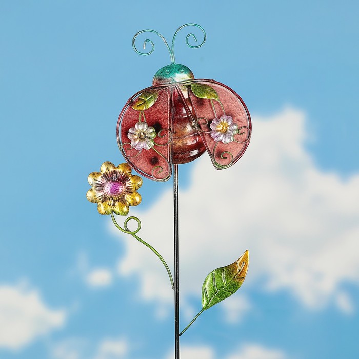 Декоративный штекер "Божья коровка с цветами"