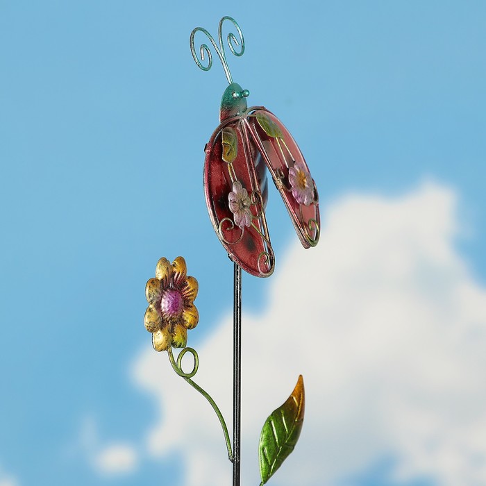 Декоративный штекер "Божья коровка с цветами"