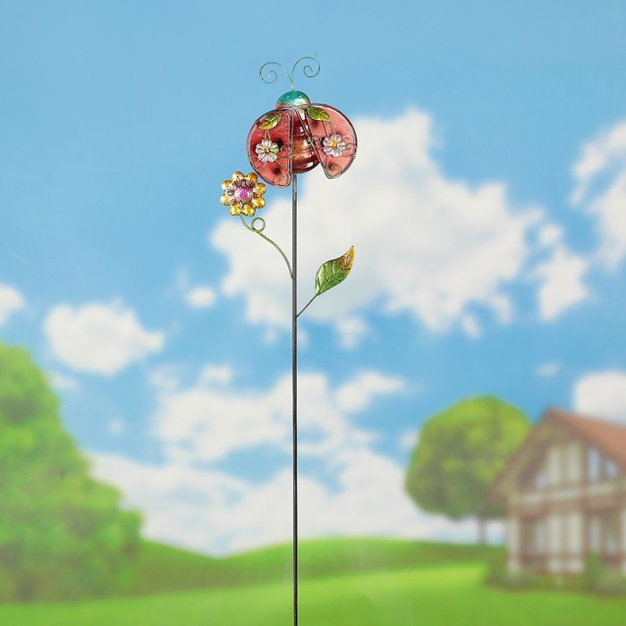 Декоративный штекер "Божья коровка с цветами"