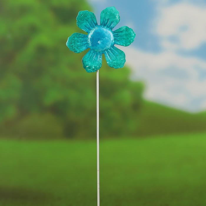 Декоративный штекер "Солнечный цветок" голубой