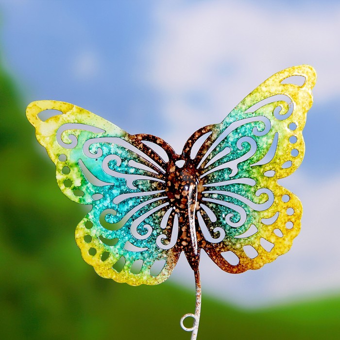 Декоративный штекер "Бабочка" жёлто-зелёная