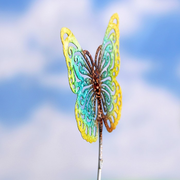 Декоративный штекер "Бабочка" жёлто-зелёная