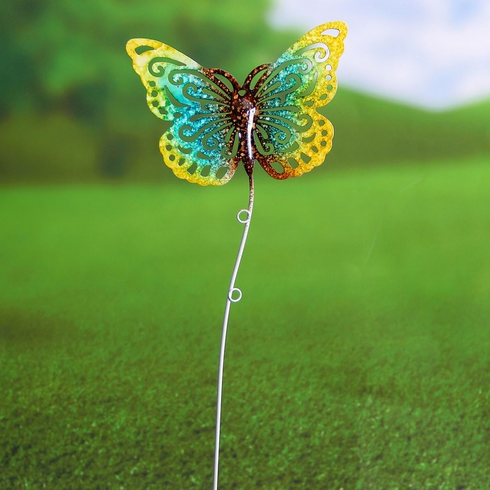 Декоративный штекер "Бабочка" жёлто-зелёная