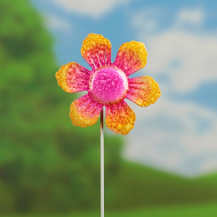 Декоративный штекер "Солнечный цветок" розовый