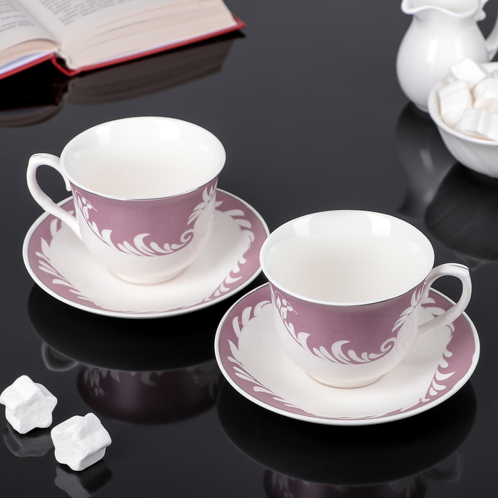 Набор чайный "Мирэль", 4 предмета: 2 чашки 220 мл, 2 блюдца