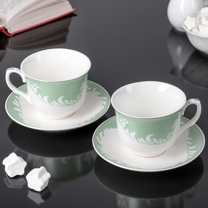 Набор чайный "Либретто", 4 предмета: 2 чашки 200 мл, 2 блюдца