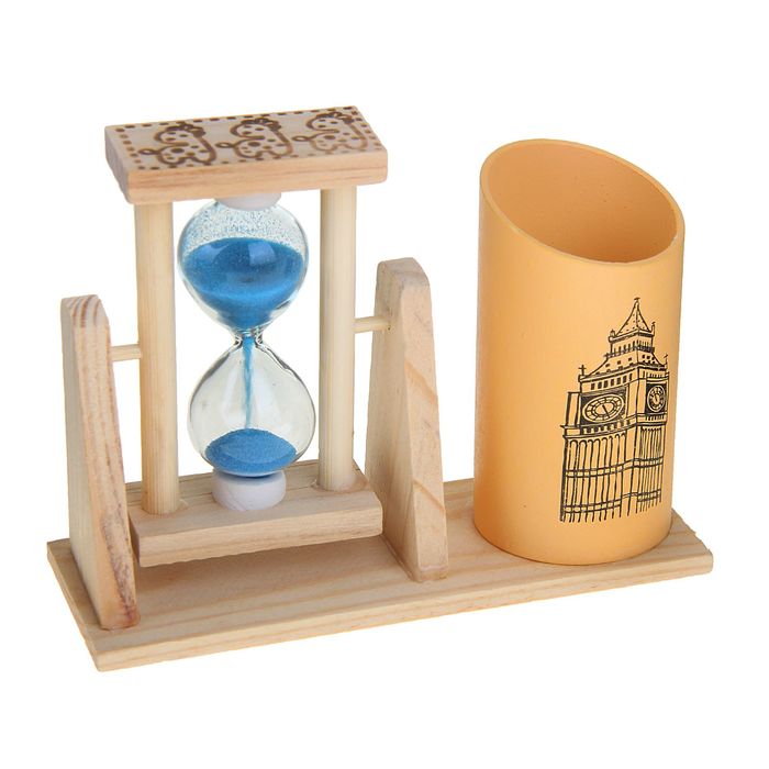 Песочные часы "Достопримечательности", сувенирные, с карандашницей, 9.5х13 см, микс