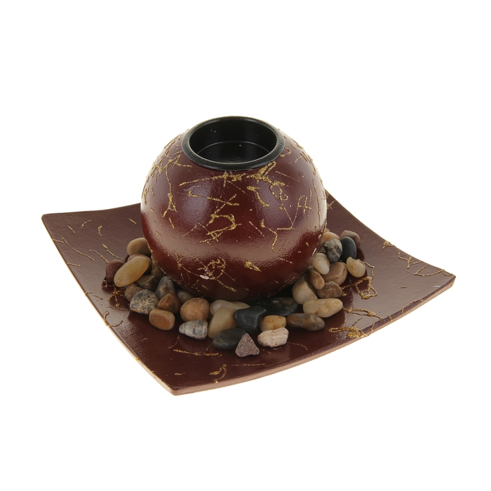 Набор "Фантазия": подсвечник, подставка, декор, цвет кофе с золотом