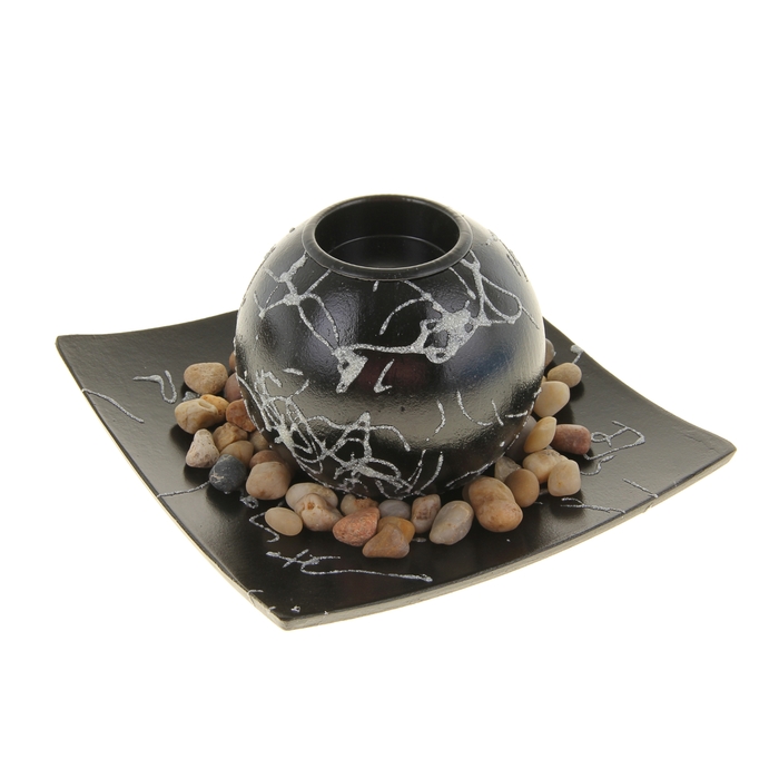 Набор "Фантазия": подсвечник, подставка, декор, цвет черный