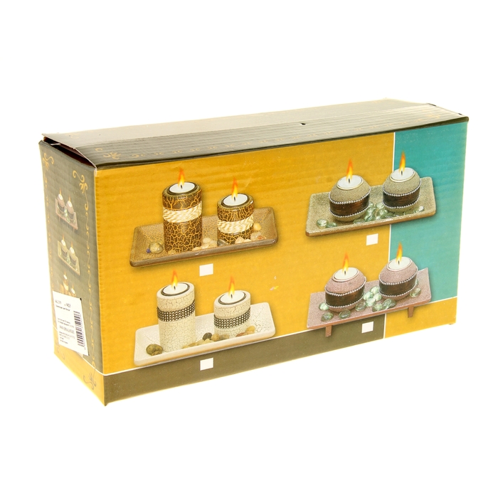 Набор "Фантазия": 2 подсвечника, подставка, декор, цвет черный