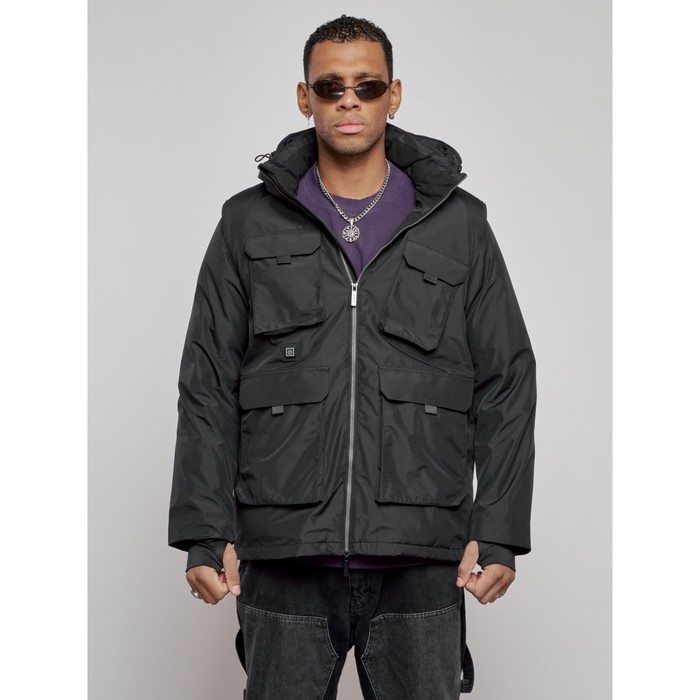 Куртка-жилетка трансформер мужская зимняя, размер 52, цвет чёрный