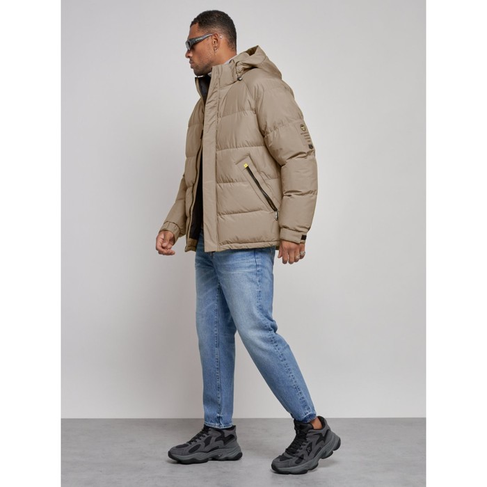 Куртка спортивная болоньевая мужская зимняя, размер 56, цвет бежевый