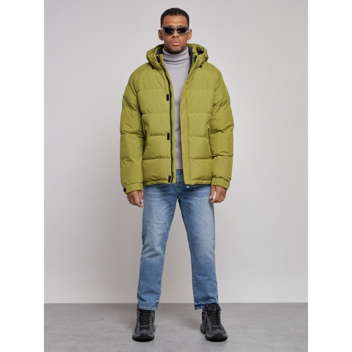 Куртка спортивная болоньевая мужская зимняя, размер 54, цвет зелёный
