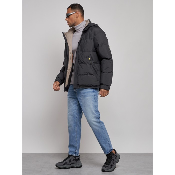 Куртка спортивная болоньевая мужская зимняя, размер 58, цвет чёрный