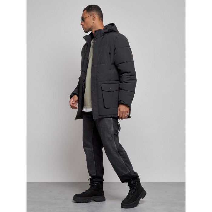 фото Парка удлинённая мужская зимняя, размер 50, цвет чёрный mtforce