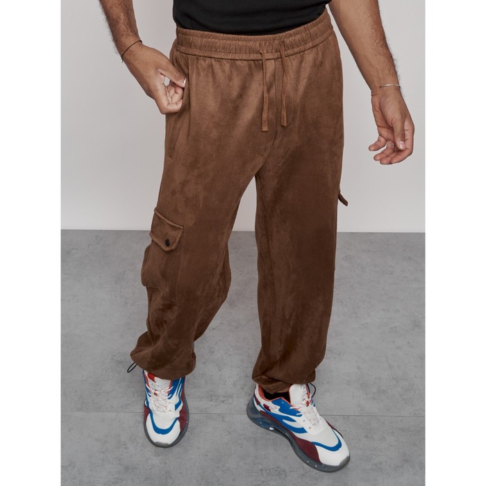 Штаны спортивные мужские, размер 48, цвет коричневый